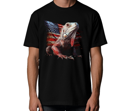 Koszulka Iguana, USA,100% bawełna luźna koszulka, Flaga USA